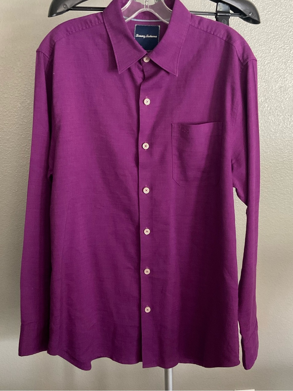 Tommy Bahama Mens Long-Sleeve Button-Up Shirt in Deep Purple